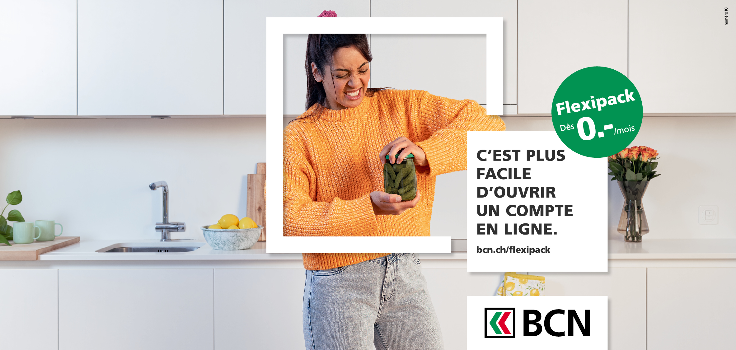 Campagne digitale Flexipack pour la Banque Cantonale Neuchâteloise réalisée par la Social media ad agency numéro 10