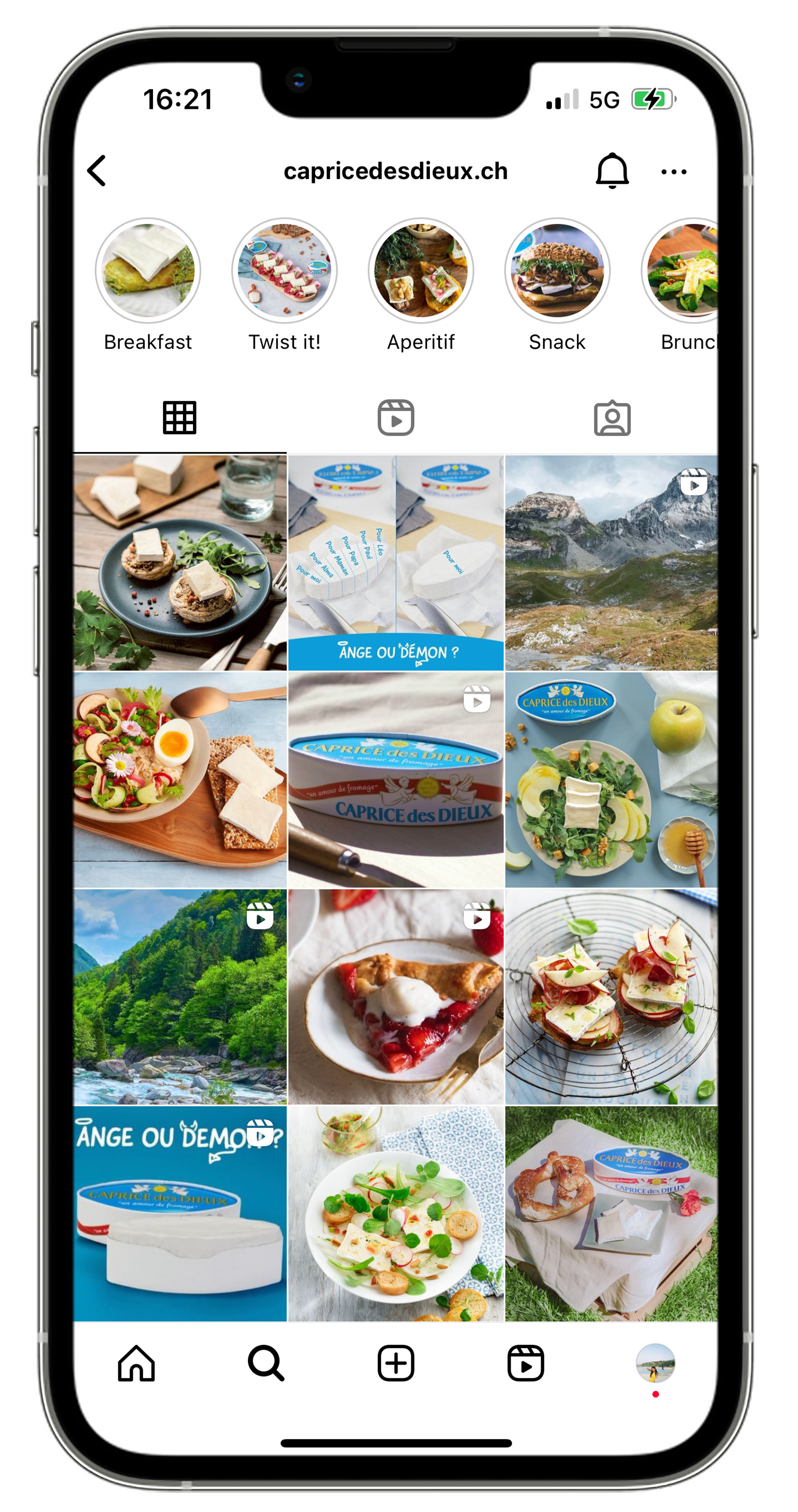 Création de contenu et gestion des comptes Instagram et Facebook de la marque Caprice des Dieux du groupe Savencia par l’agence digitale bilingue Numéro10.