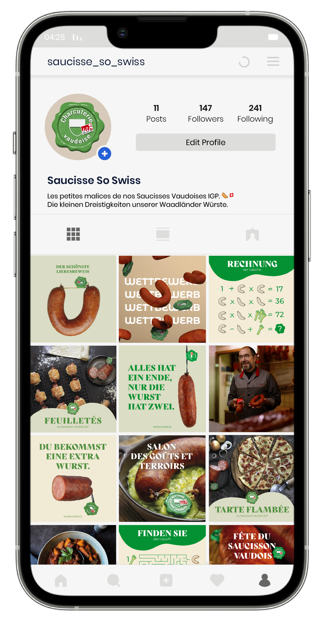 Social media content de l'Association de la Charcuterie Vaudoise, réalisé par l'agence de communication numéro 10.